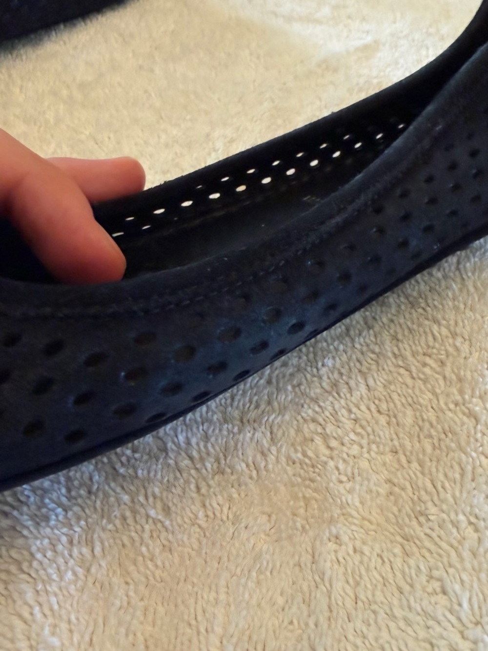 Louis Vuitton Black Suede Ballet Flats with Gold LV Buckle - Picture 9 of 12